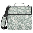 thumbnail image 1 of Haosy 3 Ring Zipper Binder with Shoulder Strap Waterproof Trapper Keeper 2 Inch D-Ring 500 Sheets Capacity, Sage Green White Flower, 1 of 8