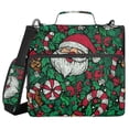 thumbnail image 1 of Haosy 3 Ring Zipper Binder with Shoulder Strap Waterproof Trapper Keeper 2 Inch D-Ring 500 Sheets Capacity, Santa Claus Candy Canes Holly Leaves, 1 of 8