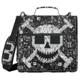 thumbnail image 1 of Haosy 3 Ring Zipper Binder with Shoulder Strap Waterproof Trapper Keeper 2 Inch D-Ring 500 Sheets Capacity, Skull Pixel Art, 1 of 8