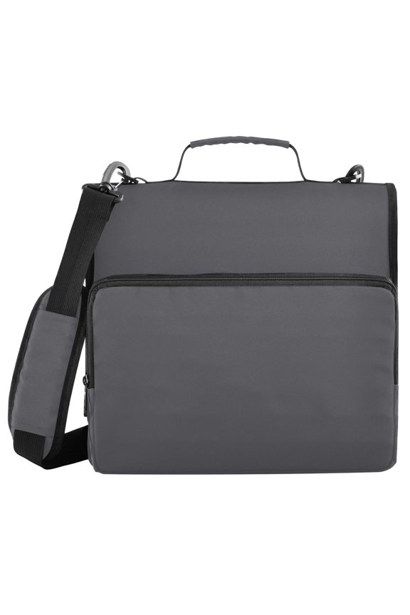 3 Ring Zipper Binder with Shoulder Strap Waterproof Trapper Keeper 2 Inch D-Ring 500 Sheets Capacity, Space Gray