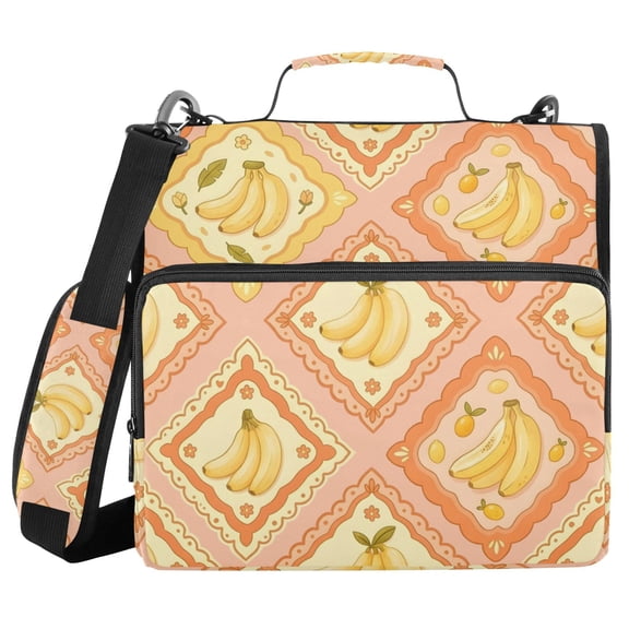Haosy 3 Ring Zipper Binder with Shoulder Strap Waterproof Trapper Keeper 2 Inch D-Ring 500 Sheets Capacity, Tropical Banana