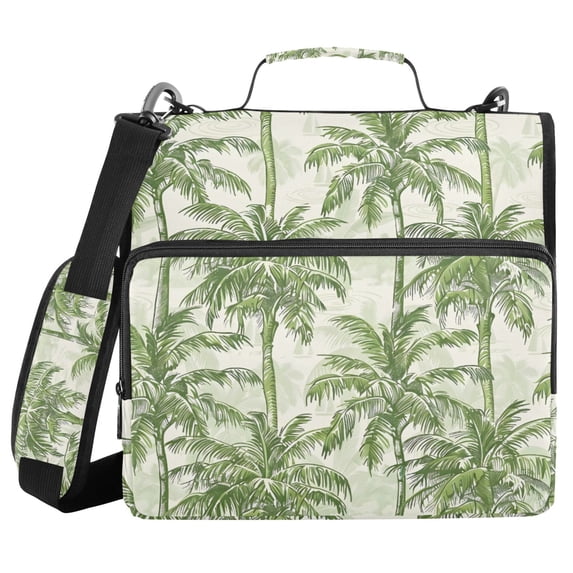 Haosy 3 Ring Zipper Binder with Shoulder Strap Waterproof Trapper Keeper 2 Inch D-Ring 500 Sheets Capacity, Tropical Palm Silhouette