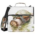 thumbnail image 1 of Haosy 3 Ring Zipper Binder with Shoulder Strap Waterproof Trapper Keeper 2 Inch D-Ring 500 Sheets Capacity, Turtle on Wooden Pile, 1 of 8