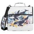 thumbnail image 1 of Haosy 3 Ring Zipper Binder with Shoulder Strap Waterproof Trapper Keeper 2 Inch D-Ring 500 Sheets Capacity, Watercolor Killer Whales, 1 of 8