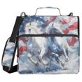 thumbnail image 1 of Haosy 3 Ring Zipper Binder with Shoulder Strap Waterproof Trapper Keeper 2 Inch D-Ring 500 Sheets Capacity, White Horse American Flag, 1 of 8