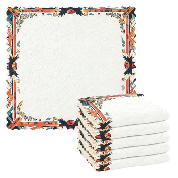 Haosy 6 Packs Kitchen Dish Towels Soft Absorbent Traditional Mexican Pattern Frame Dish Cloths 11"x11"