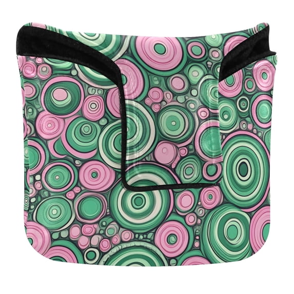 Haosy Abstract Pink Green Circles Golf Mallet Putter Cover Strong Magnetic Leather Golf Club Headcover Closure