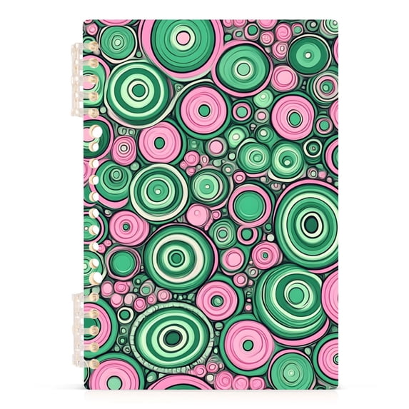 Haosy Abstract Pink Green Circles Notebooks 1-subject Journal 60 Sheets A5 College Ruled Paper Detachable Ring 8.3"x5.7"