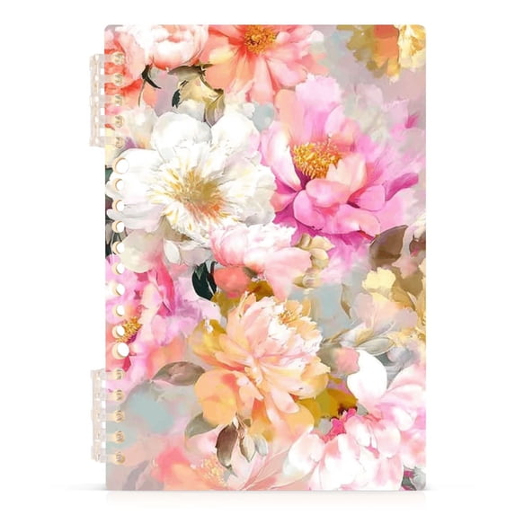 Haosy Abstract Watercolor Flower Notebooks 1-subject Journal 60 Sheets A5 College Ruled Paper Detachable Ring 8.3"x5.7"