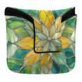 thumbnail image 1 of Haosy Abstract Yellow Green Floral Stained Glass Golf Mallet Putter Cover Strong Magnetic Leather Golf Club Headcover Closure, 1 of 7