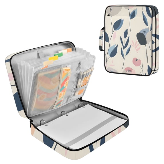 Haosy Accordion File Organizer Zipper Binder 500 Sheet 6-Tab Expanding File Folder Multi-Pocket 1.2 Inch 3 Ring Abstract Pastel Floral Flower