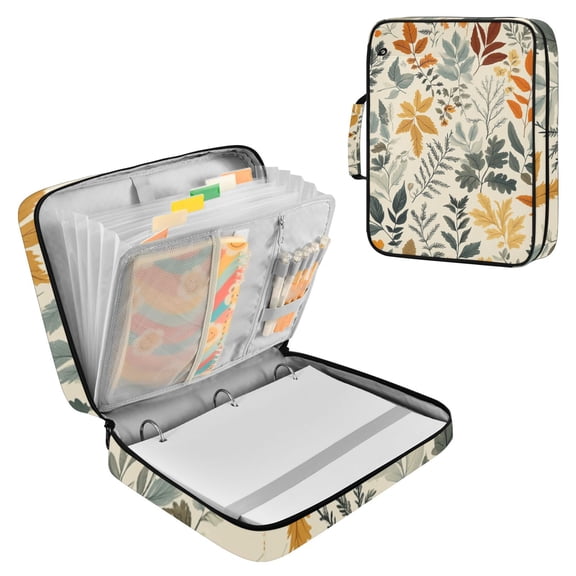 Haosy Accordion File Organizer Zipper Binder 500 Sheet 6-Tab Expanding File Folder Multi-Pocket 1.2 Inch 3 Ring Autumn Leaves and Foliage