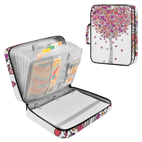 Haosy Accordion File Organizer Zipper Binder 500 Sheet 6-Tab Expanding File Folder Multi-Pocket 1.2 Inch 3 Ring Autumn Love