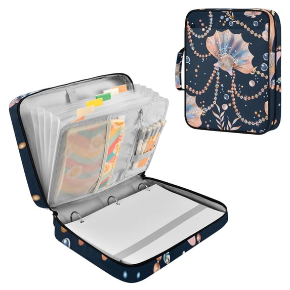 Haosy Accordion File Organizer Zipper Binder 500 Sheet 6-Tab Expanding File Folder Multi-Pocket 1.2 Inch 3 Ring Beautiful Shell Necklaces