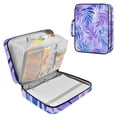 thumbnail image 1 of Haosy Accordion File Organizer Zipper Binder 500 Sheet 6-Tab Expanding File Folder Multi-Pocket 1.2 Inch 3 Ring Blue Purple Palm Leaves, 1 of 7