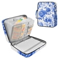 thumbnail image 1 of Haosy Accordion File Organizer Zipper Binder 500 Sheet 6-Tab Expanding File Folder Multi-Pocket 1.2 Inch 3 Ring Blue White Porcelain with Roses, 1 of 7