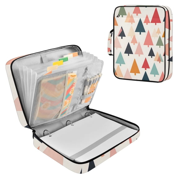 Haosy Accordion File Organizer Zipper Binder 500 Sheet 6-Tab Expanding File Folder Multi-Pocket 1.2 Inch 3 Ring Colorful Triangular Tree