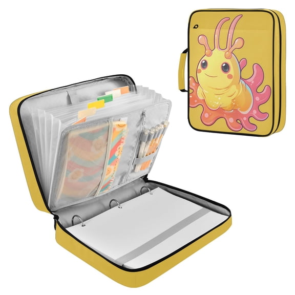 Haosy Accordion File Organizer Zipper Binder 500 Sheet 6-Tab Expanding File Folder Multi-Pocket 1.2 Inch 3 Ring Cute Sea Slug