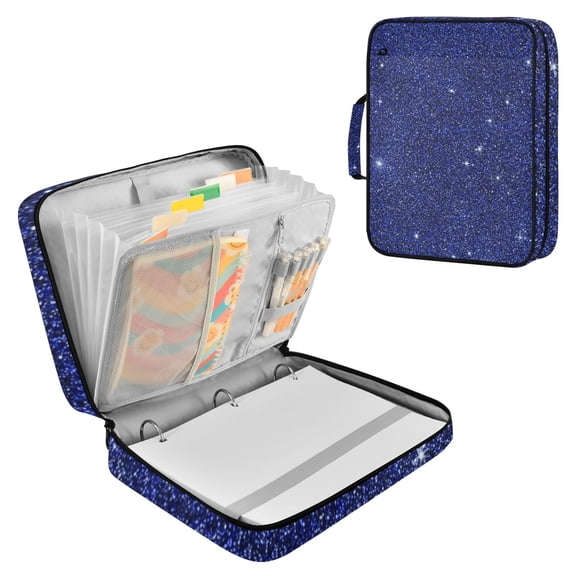 Haosy Accordion File Organizer Zipper Binder 500 Sheet 6-Tab Expanding File Folder Multi-Pocket 1.2 Inch 3 Ring Deep Blue Sparkling and Shining