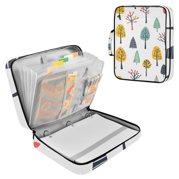 Haosy Accordion File Organizer Zipper Binder 500 Sheet 6-Tab Expanding File Folder Multi-Pocket 1.2 Inch 3 Ring Different Trees