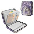 thumbnail image 1 of Haosy Accordion File Organizer Zipper Binder 500 Sheet 6-Tab Expanding File Folder Multi-Pocket 1.2 Inch 3 Ring Elegant Cat with Lilac Flowers Hat, 1 of 7