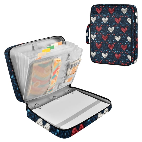 Haosy Accordion File Organizer Zipper Binder 500 Sheet 6-Tab Expanding File Folder Multi-Pocket 1.2 Inch 3 Ring Love Fabrics
