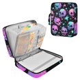thumbnail image 1 of Haosy Accordion File Organizer Zipper Binder 500 Sheet 6-Tab Expanding File Folder Multi-Pocket 1.2 Inch 3 Ring Neon Skulls and Stars, 1 of 7