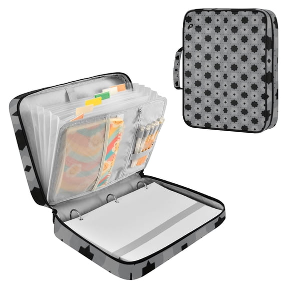 Haosy Accordion File Organizer Zipper Binder 500 Sheet 6-Tab Expanding File Folder Multi-Pocket 1.2 Inch 3 Ring Octagon and Square