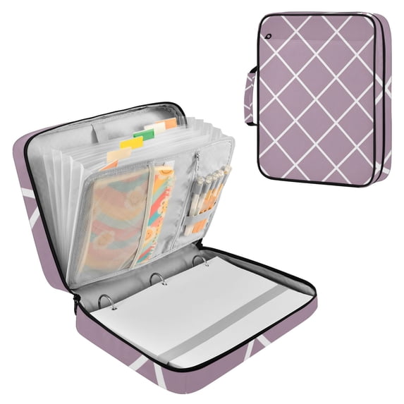 Haosy Accordion File Organizer Zipper Binder 500 Sheet 6-Tab Expanding File Folder Multi-Pocket 1.2 Inch 3 Ring Pale Mauve Block
