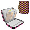 thumbnail image 1 of Haosy Accordion File Organizer Zipper Binder 500 Sheet 6-Tab Expanding File Folder Multi-Pocket 1.2 Inch 3 Ring Pink and Orange Checkered, 1 of 7