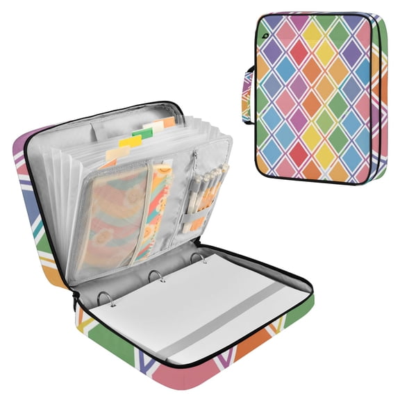 Haosy Accordion File Organizer Zipper Binder 500 Sheet 6-Tab Expanding File Folder Multi-Pocket 1.2 Inch 3 Ring Rainbow Block