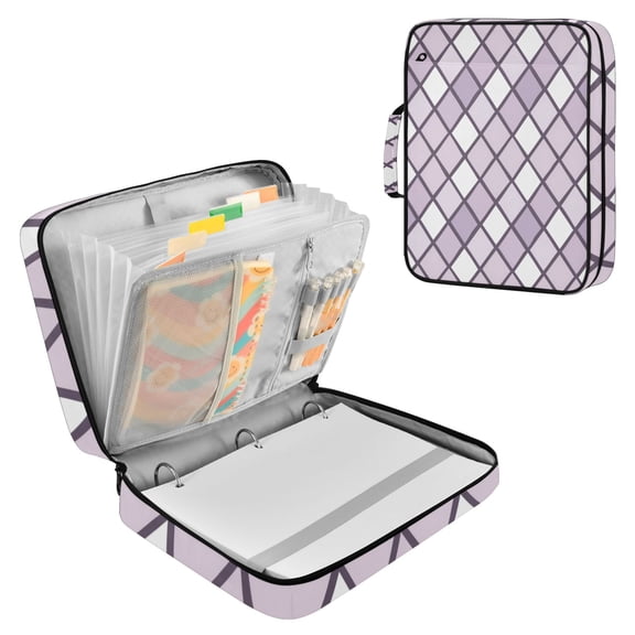 Haosy Accordion File Organizer Zipper Binder 500 Sheet 6-Tab Expanding File Folder Multi-Pocket 1.2 Inch 3 Ring Violet Block