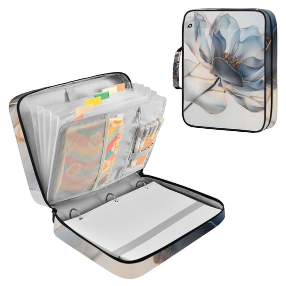 Haosy Accordion File Organizer Zipper Binder 500 Sheet 6-Tab Expanding File Folder Multi-Pocket 1.2 Inch 3 Ring Watercolor Soft Flowers