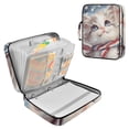 thumbnail image 1 of Haosy Accordion File Organizer Zipper Binder 500 Sheet 6-Tab Expanding File Folder Multi-Pocket 1.2 Inch 3 Ring White Cat with American Flag, 1 of 7