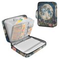 thumbnail image 1 of Haosy Accordion File Organizer Zipper Binder 500 Sheet 6-Tab Expanding File Folder Multi-Pocket 1.2 Inch 3 Ring Wildflowers and Trees Surrounded Full Moon, 1 of 7