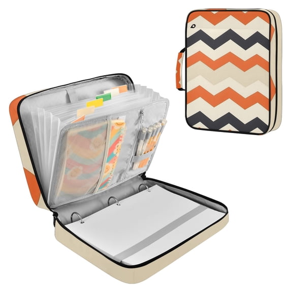 Haosy Accordion File Organizer Zipper Binder 500 Sheet 6-Tab Expanding File Folder Multi-Pocket 1.2 Inch 3 Ring Zigzag Geometric