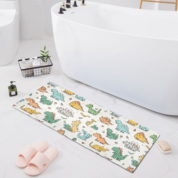 Haosy Adorable Cartoon Dinosaurs Bathroom Rugs Non Slip Absorbent Soft Plush Quick Dry Bath Mat, 39"x20"