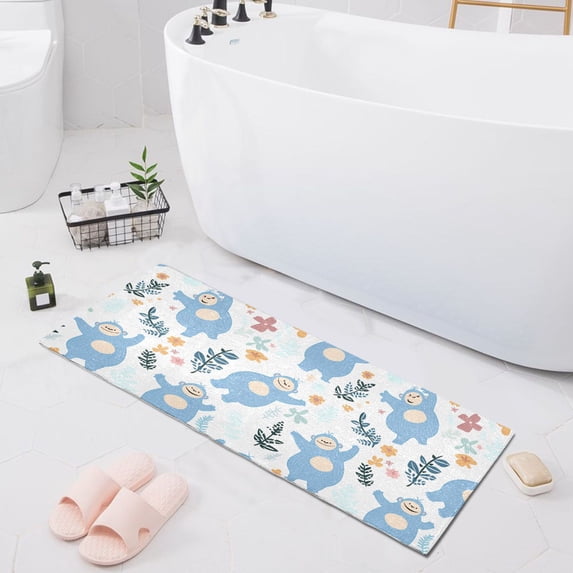 Haosy Adorable Gorillas Flower Leaf Bathroom Rugs Non Slip Absorbent Soft Plush Quick Dry Bath Mat, 39"x20"