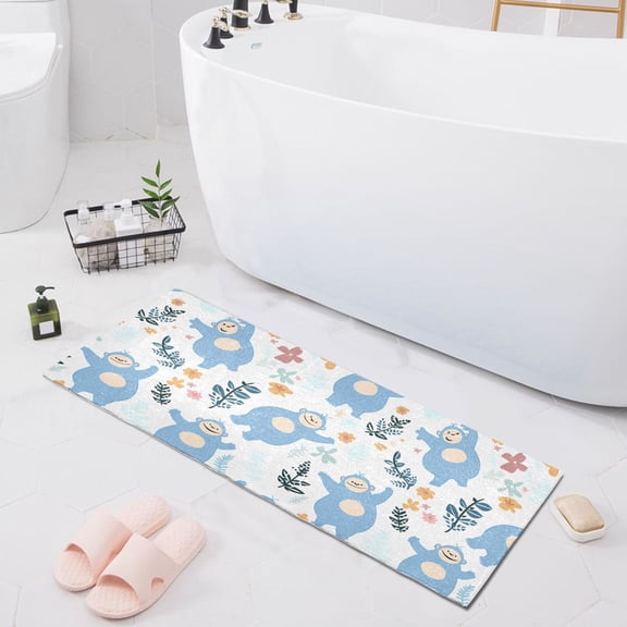 Haosy Adorable Gorillas Flower Leaf Bathroom Rugs Non Slip Absorbent Soft Plush Quick Dry Bath Mat, 39"x20"