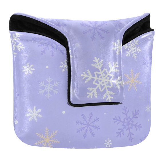 Haosy Adorable Pastel Purple Snowflake Golf Mallet Putter Cover Strong Magnetic Leather Golf Club Headcover Closure