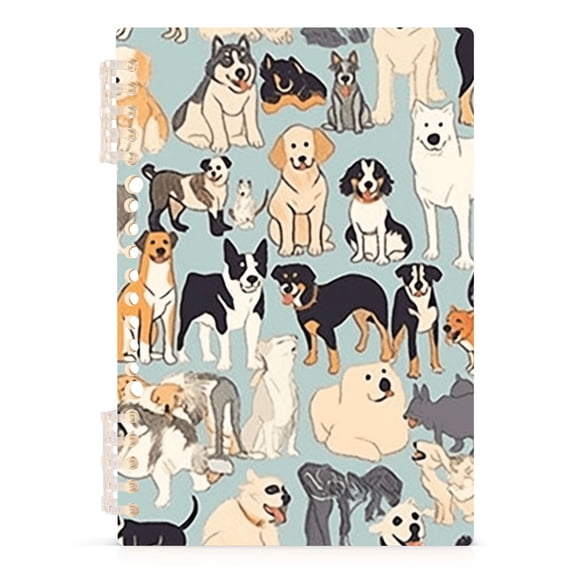 Haosy All Kinds Of Dogs Notebooks 1-subject Journal 60 Sheets A5 College Ruled Paper Detachable Ring 8.3"x5.7"