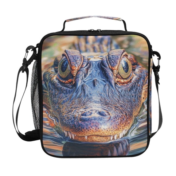 Haosy Alligator in Water Reusable Lunch Box Men/Women Insulated Lunch Bag for School Picnic Travel