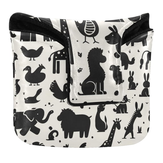 Haosy Animal Silhouettes Golf Mallet Putter Cover Strong Magnetic Leather Golf Club Headcover Closure