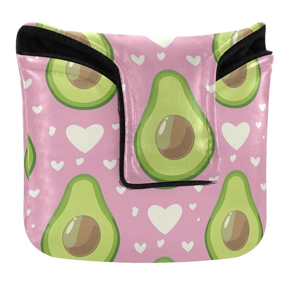 Haosy Avocado and Heart Golf Mallet Putter Cover Strong Magnetic Leather Golf Club Headcover Closure