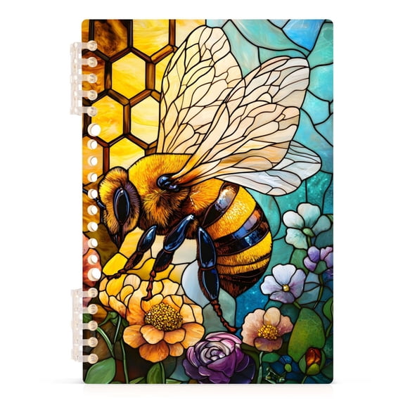 Haosy Bees Collecting Nectar Notebooks 1-subject Journal 60 Sheets A5 College Ruled Paper Detachable Ring 8.3"x5.7"