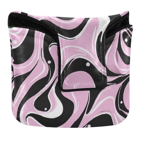 Haosy Black Pink White Flow Golf Mallet Putter Cover Strong Magnetic Leather Golf Club Headcover Closure