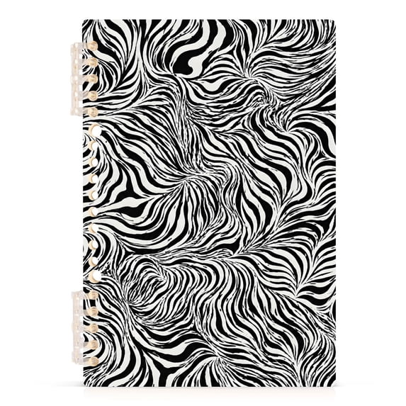 Haosy Black White Zebra Stripe Notebooks 1-subject Journal 60 Sheets A5 College Ruled Paper Detachable Ring 8.3"x5.7"