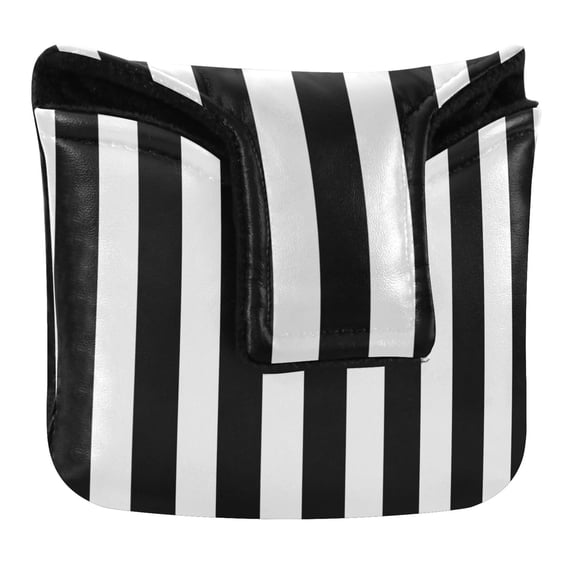 Haosy Black and White Striped Golf Mallet Putter Cover Strong Magnetic Leather Golf Club Headcover Closure