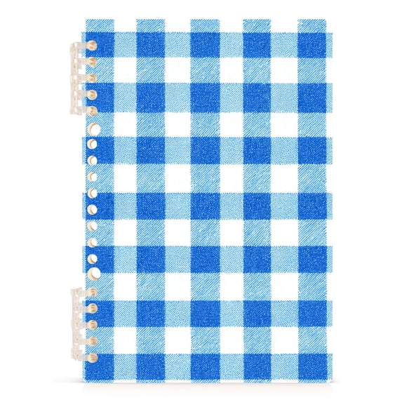 Haosy Blue Gingham Checker Pattern Notebooks 1-subject Journal 60 Sheets A5 College Ruled Paper Detachable Ring 8.3"x5.7"