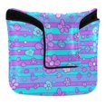 thumbnail image 1 of Haosy Blue Pink Stripes with Flowers Golf Mallet Putter Cover Strong Magnetic Leather Golf Club Headcover Closure, 1 of 7
